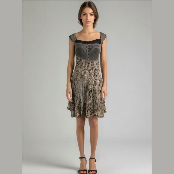 Free People 2 piece Sundress Silk Slip. Crochet top and back. Size 8. Blue Lace - Picture 1 of 15